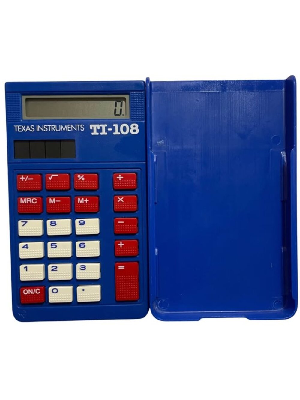 Texas Instruments TI-108 Elementary Solar Calculator Blue w/ Cover Working